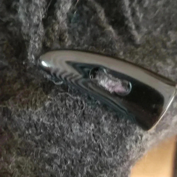 Long Gray Sweater Cardigan Open Front Fringed Lagen LOOK Size Medium - Picture 9 of 10